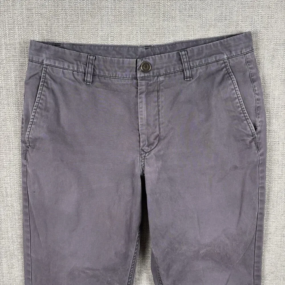 Bonobos Washed Chinos Pants Men 32x30 Gray Straight Fit Casual Flat Front Preppy